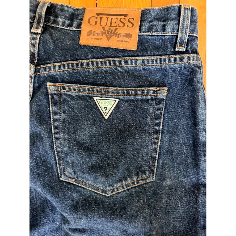 Vintage Guess Jeans Mens 32 Dark Wash Straight Leg High Rise Denim Made in USA - Picture 2 of 5